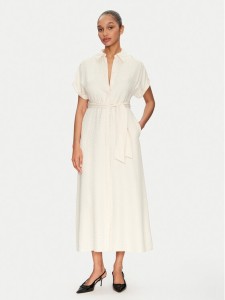 Lola Casademunt by Maite Sukienka koszulowa MS2516004 Écru Regular Fit