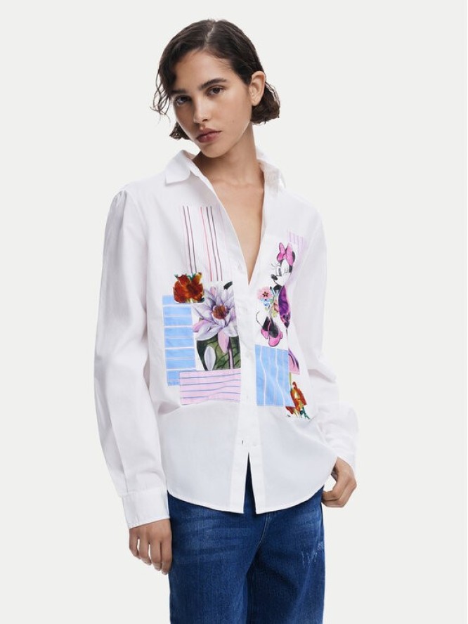 Desigual Koszula Flowers Minnie 25SWCW24 Biały Regular Fit