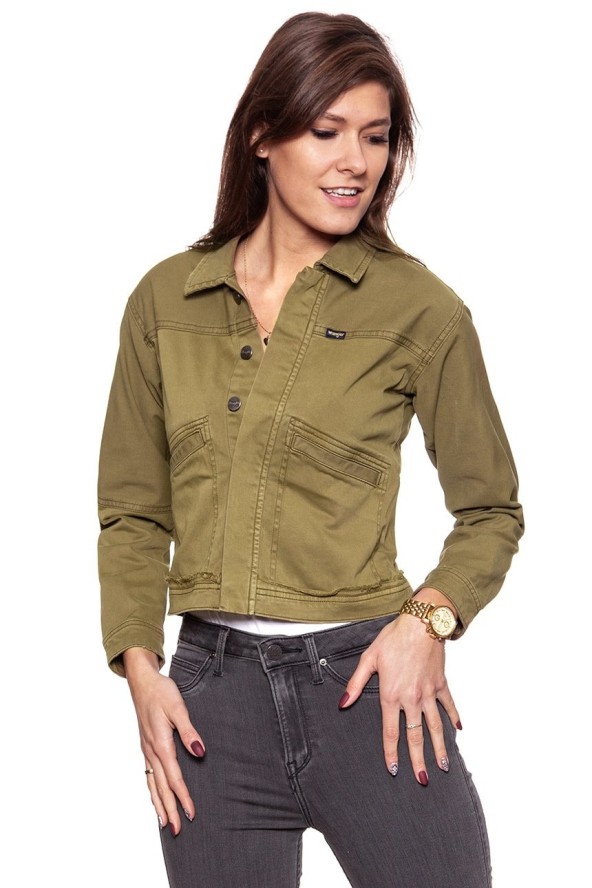 DAMSKA KURTKA JEANSOWA WRANGLER CROP JACKET ARMY GREEN W402CBGV7 112128688