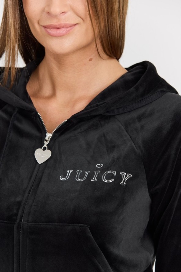 JUICY COUTURE Damska czarna bluza Regal Madison Hoodie, Rozmiar M