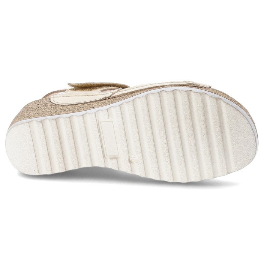 Sandały damskie Wasak, na koturnie ze skóry naturalnej z odkrytą piętą wygodne, waniliowe, 757