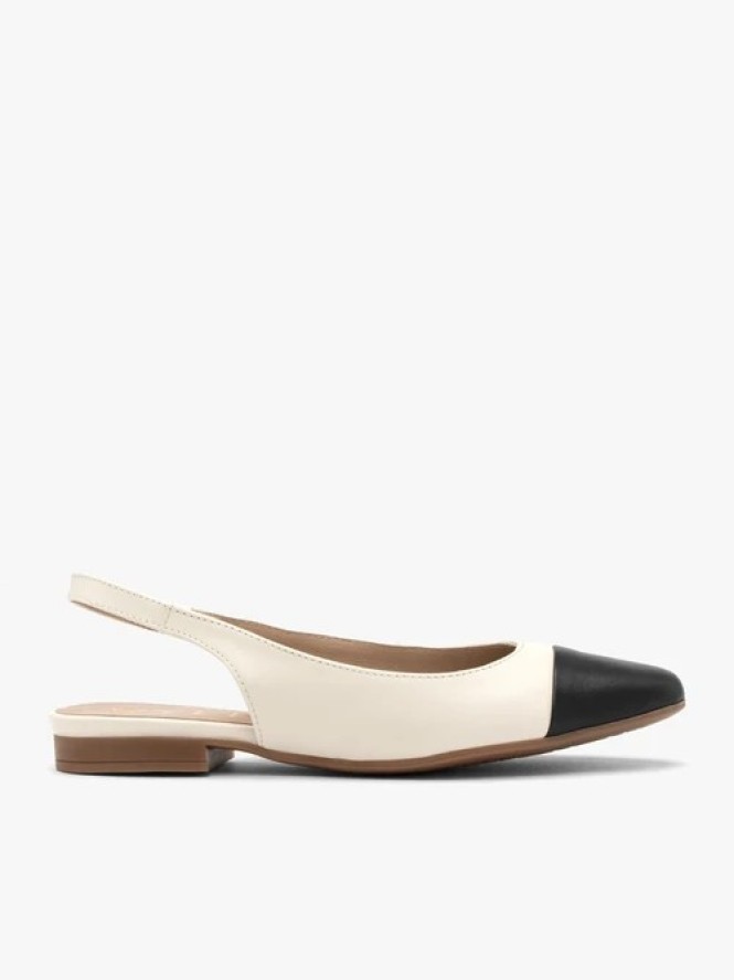 Kremowo czarne baleriny typu slingback
