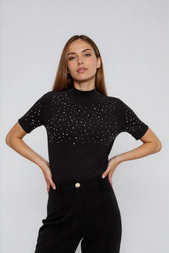 Sweter z krótkimi rękawami czarny