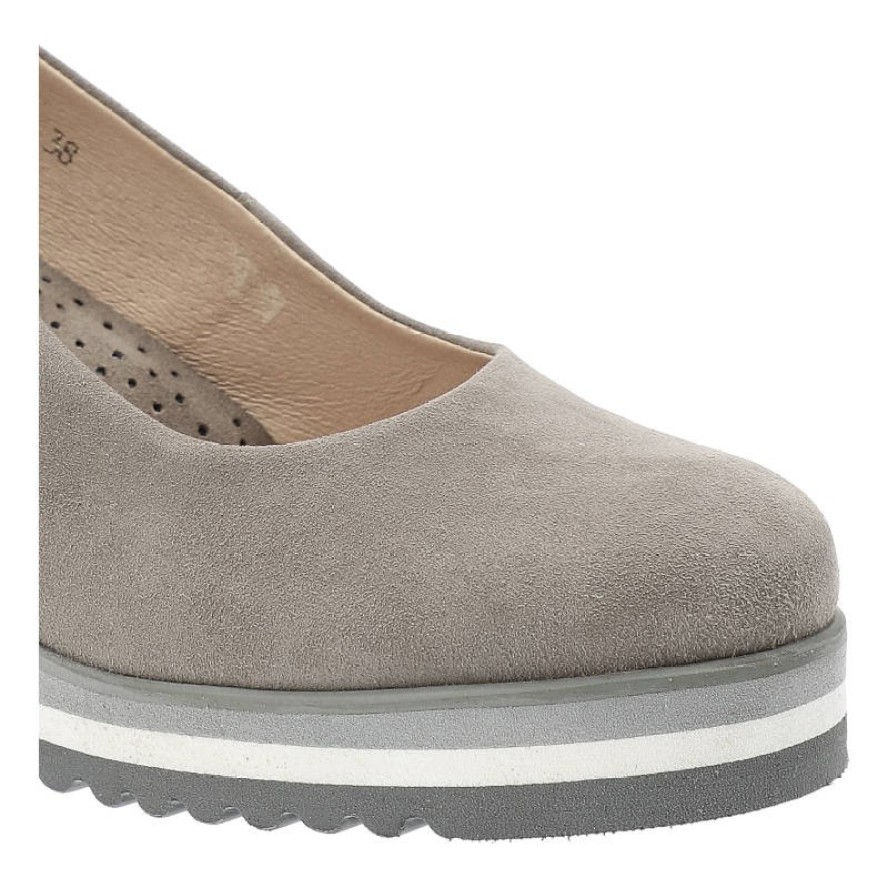 Szare Czółenka Libero Wygodne Skórzane Buty