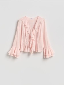 Koszula z falbanami - pastelowy róż