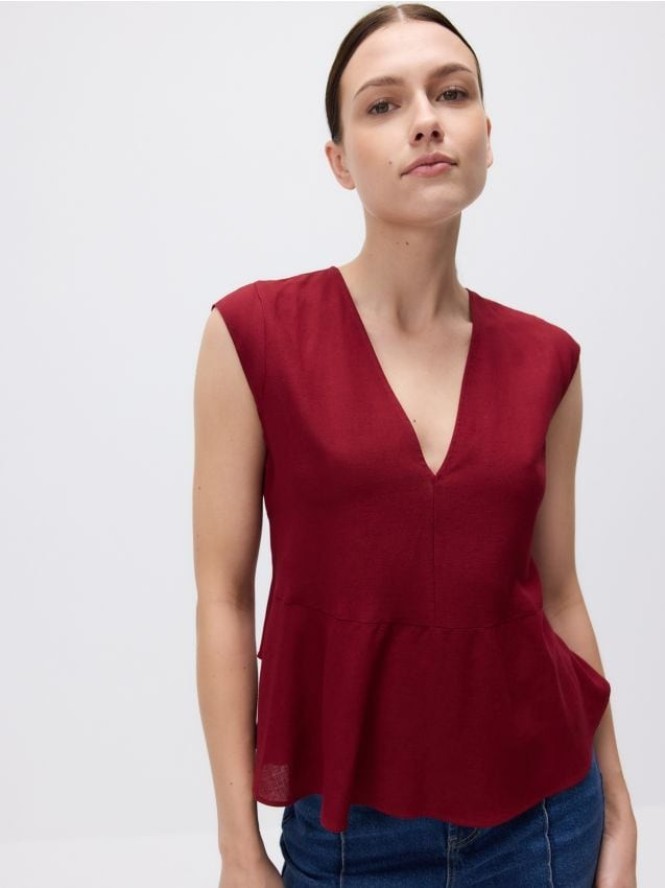 Bluzka z wiązaniem na plecach - burgundowy