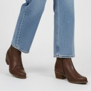 Botki damskie Hee, kowbojki skórzane na obcasie i zapinane na zamek, brązowe, 25773