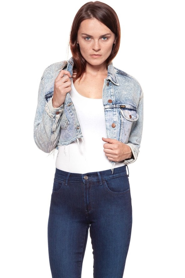 DAMSKA KURTKA JEANSOWA WRANGLER RETRO CROP JACKET WRAINBOW WASH W417RI24K 112128793