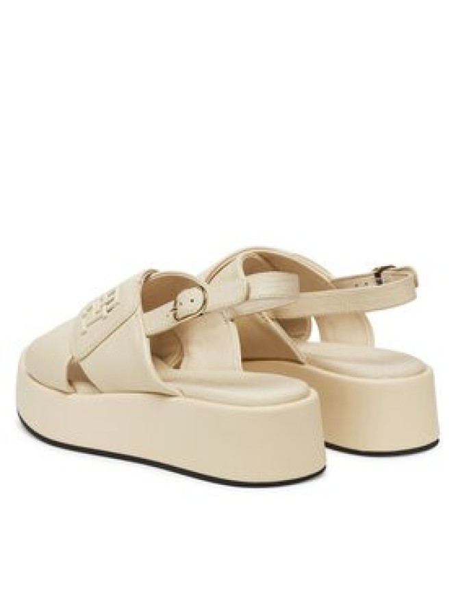 Tommy Hilfiger Sandały Th Logo Hw Padded Leather Sandal FW0FW08808 Beżowy