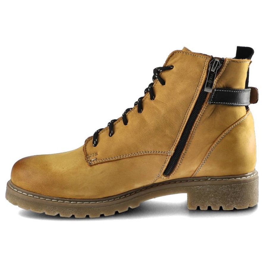 Żółte Botki Pollonus Damskie Stylowe Obuwie