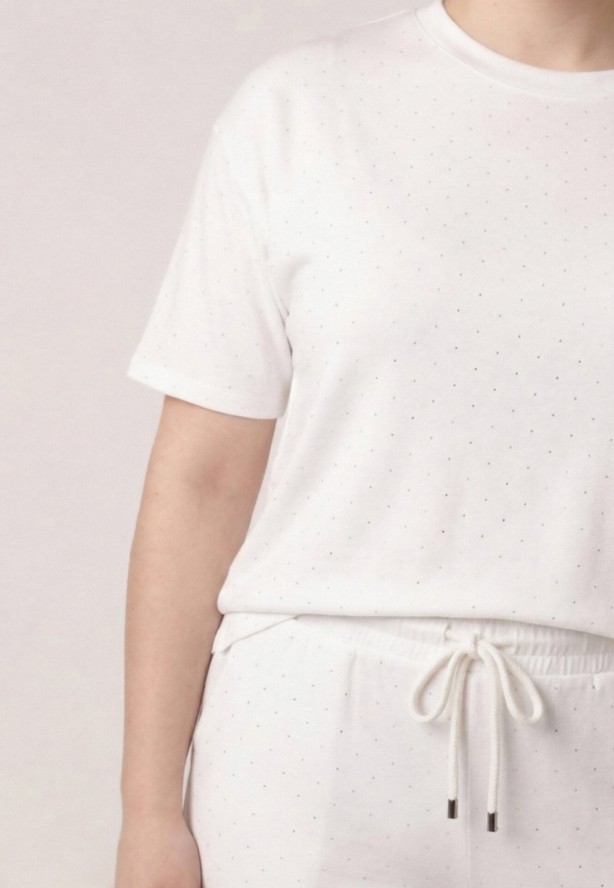 Biały Komplet Bawełniany o Fasonie Oversize T-shirt i Spodnie Azilane