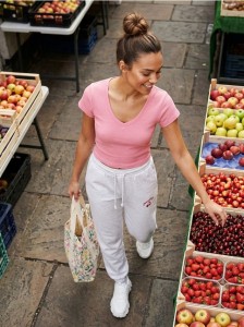 Koszulka basic w prążek - różowy