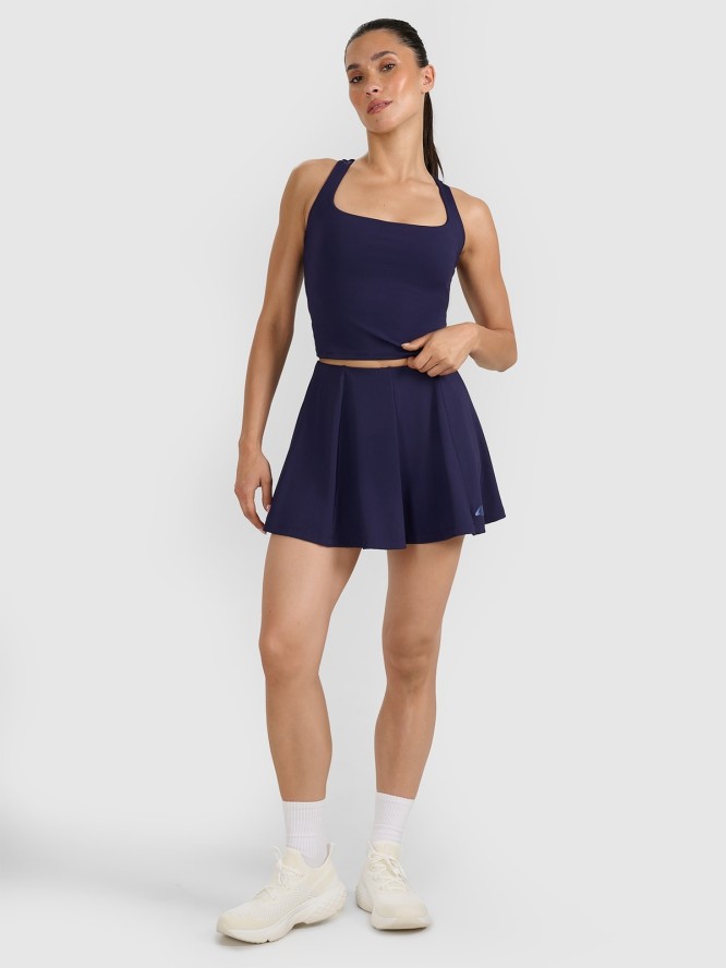 4F Crop-top tenisowy szybkoschnący damski - granatowy XS