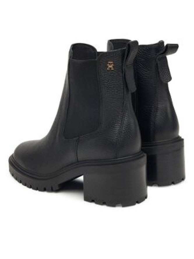 Tommy Hilfiger Botki Th Leather Chelsea Cleated Heel FW0FW08774 Czarny