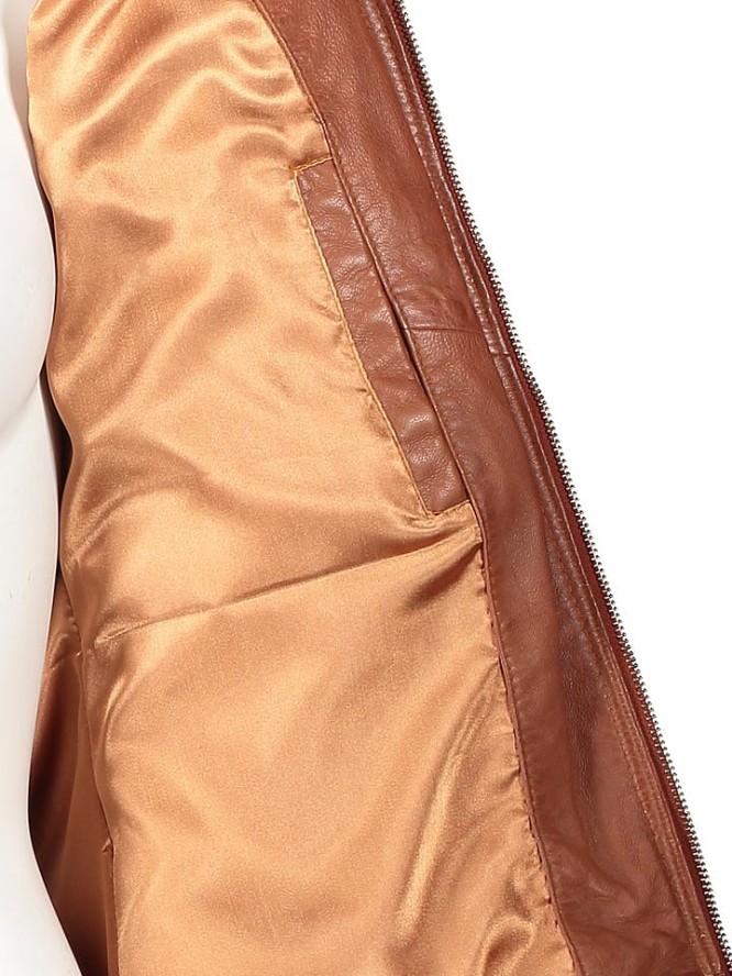 7eleven Skórzana kurtka "Zebo" w kolorze jasnobrązowym rozmiar: 34