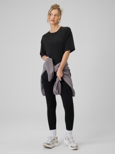 4F Legginsy dzianinowe damskie - czarne XL