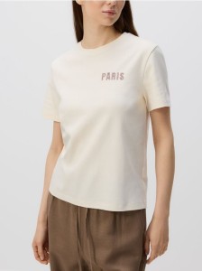 T-shirt z haftem - złamana biel