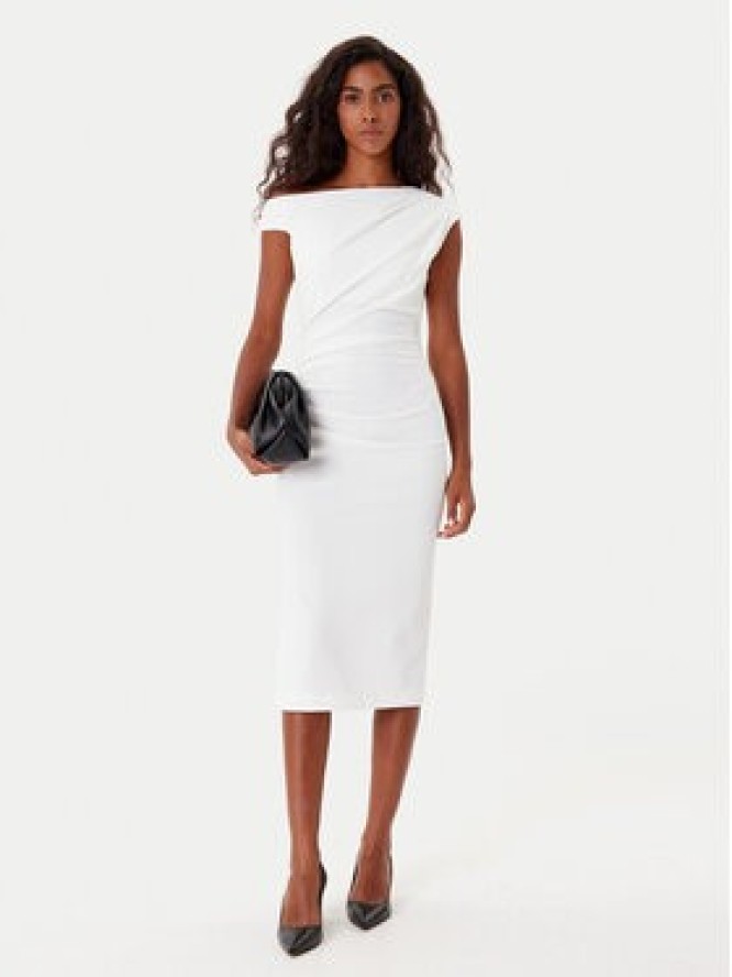 Rinascimento Sukienka koktajlowa CFC0125334003 Biały Slim Fit