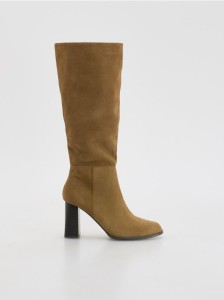 Zamszowe kozaki - beżowy