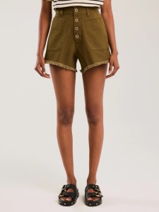 Szorty damskie z surowym wykoŅczeniem khaki Gusti 303