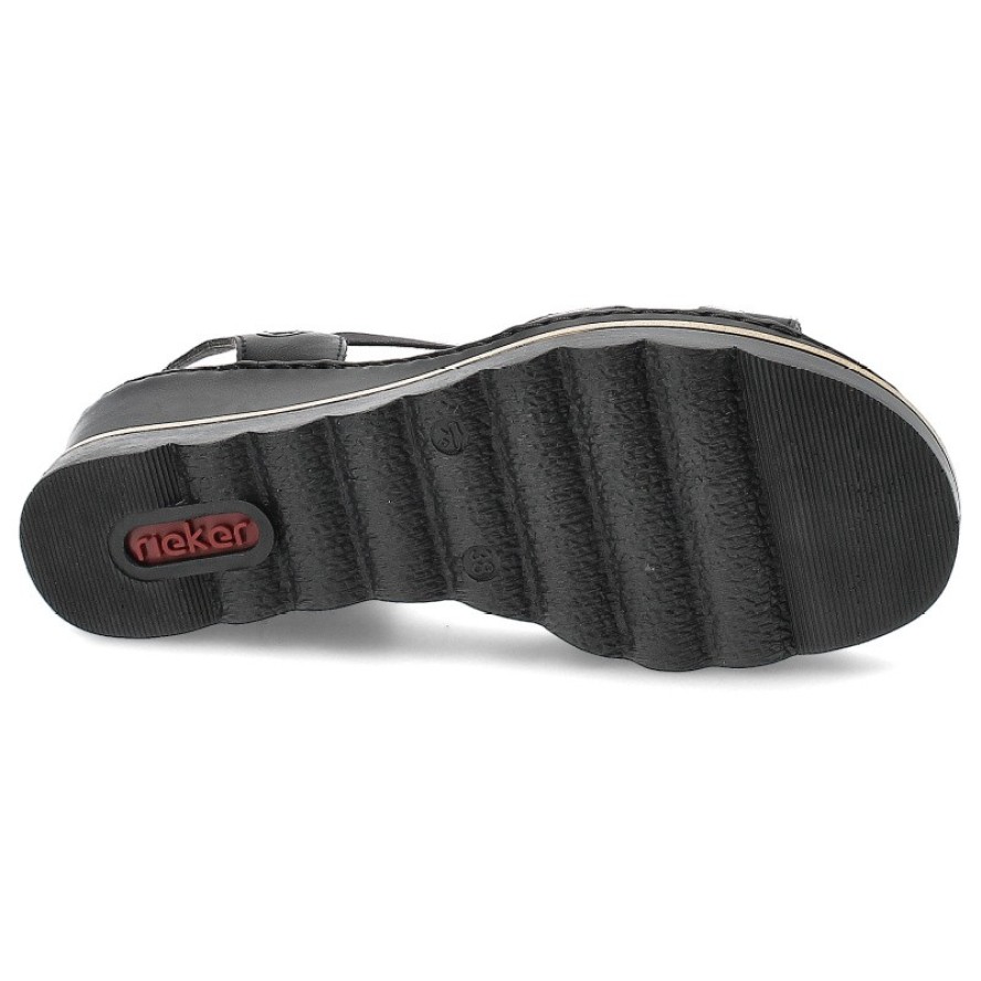 Czarne Sandały Rieker Modne Obuwie Damskie