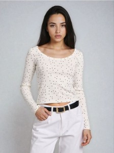 Bawełniana bluzka z długim rękawem - wielobarwny