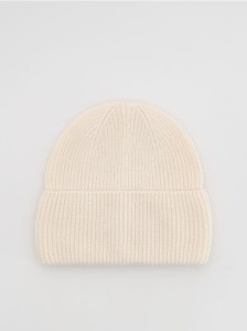 Wełniana czapka z dodatkiem kaszmiru - kremowy