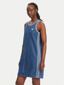 adidas Sukienka jeansowa adicolor Denim 3-Stripes JD2580 Niebieski Slim Fit