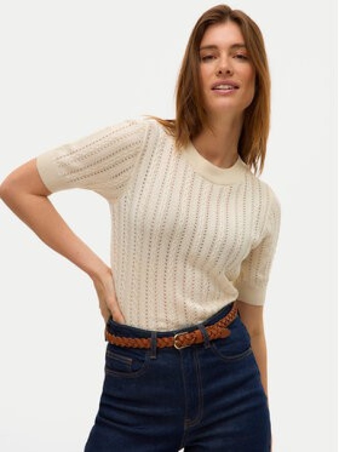Vero Moda Sweter Morena 10321893 Beżowy Slim Fit