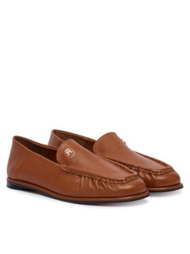 Tommy Hilfiger Lordsy Leather Ruched Toe Loafers FW0FW09250 Brązowy