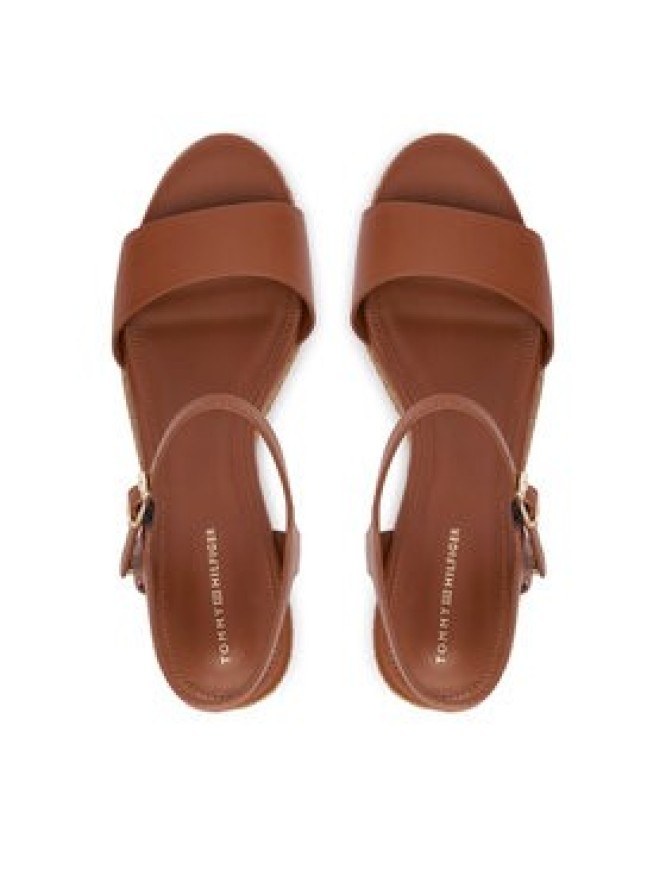 Tommy Hilfiger Espadryle Th Monogram Leather Wedge Espadrilles FW0FW09340 Brązowy