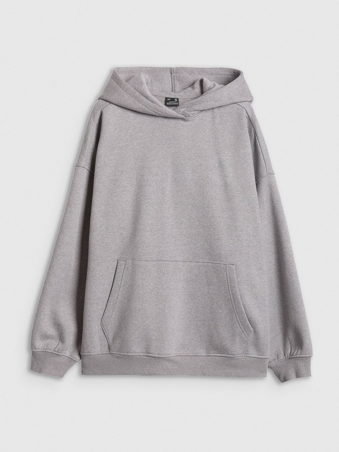4F Bluza dresowa loose z kapturem damska - szara S
