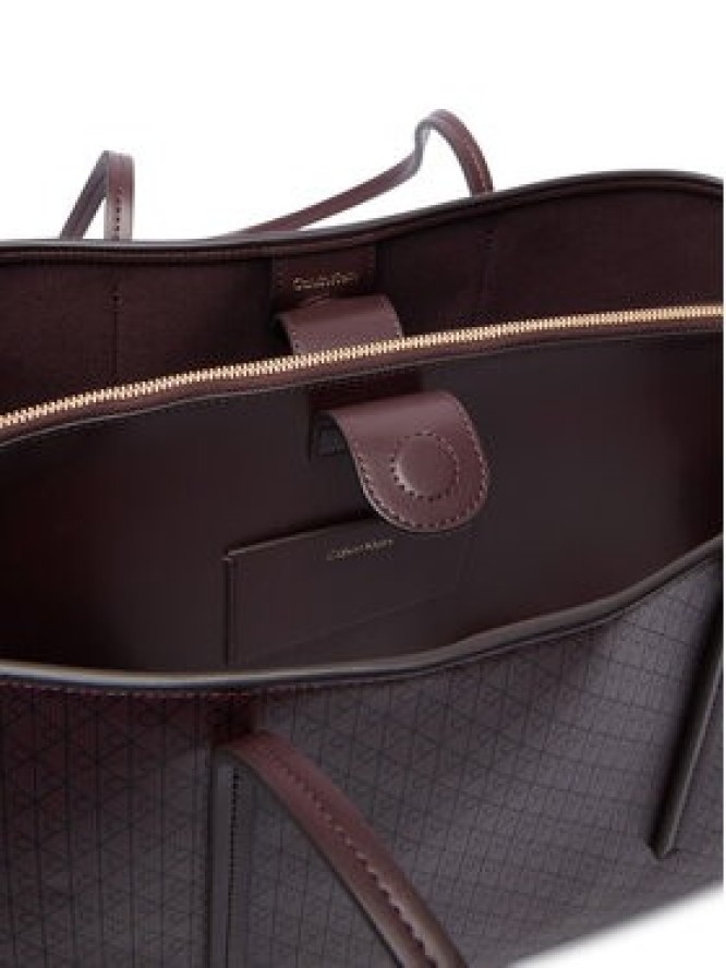 Calvin Klein Torebka Emblem Aop Medium Work Tote LV04F3786G Bordowy