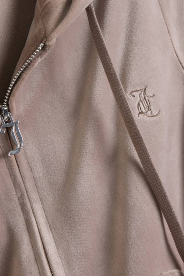JUICY COUTURE Ciemno-beżowa bluza damska Robertson Hoodie, Rozmiar L
