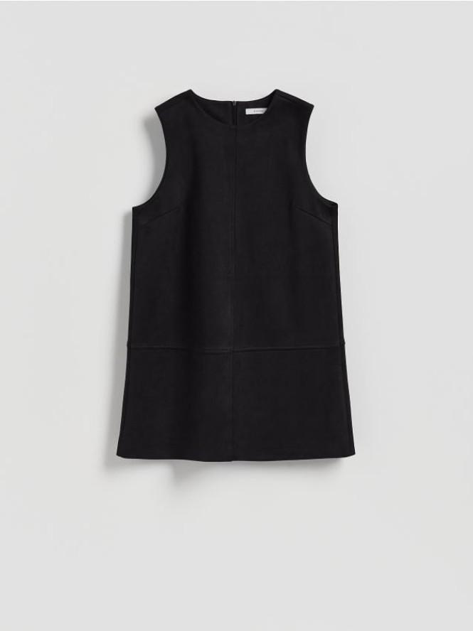 Sukienka mini z imitacji zamszu - czarny