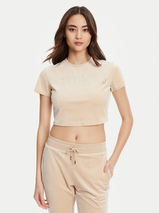 Guess T-Shirt V3BI01 K0232 Beżowy Regular Fit