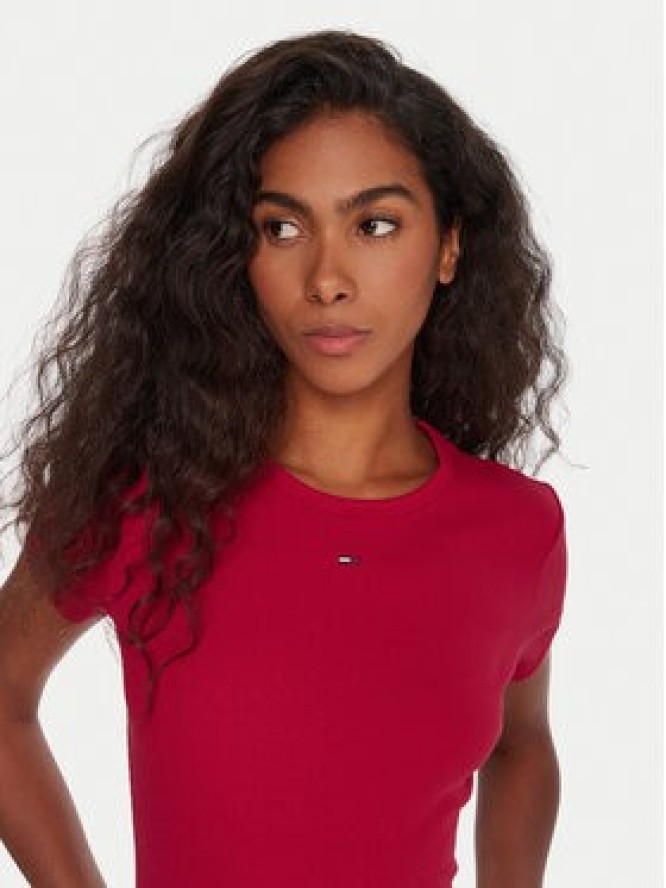 Tommy Jeans T-Shirt Essential DW0DW17383 Różowy Slim Fit