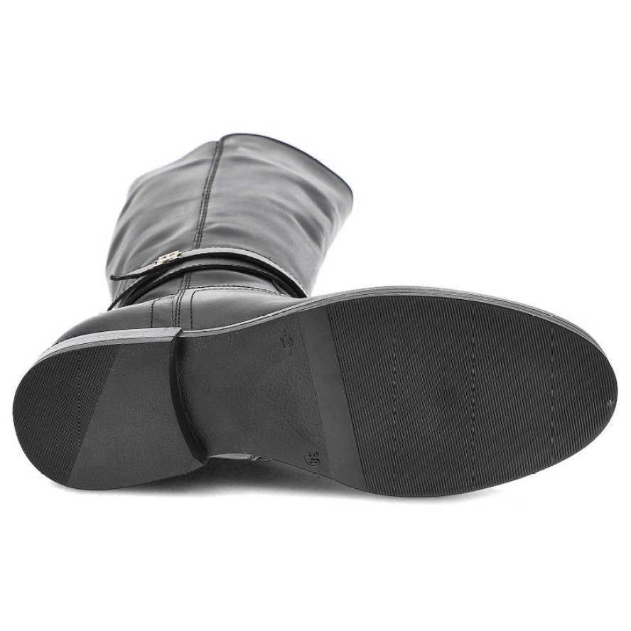 Czarne Kozaki Damskie Tommy Hilfiger Eleganckie Skórzane Buty