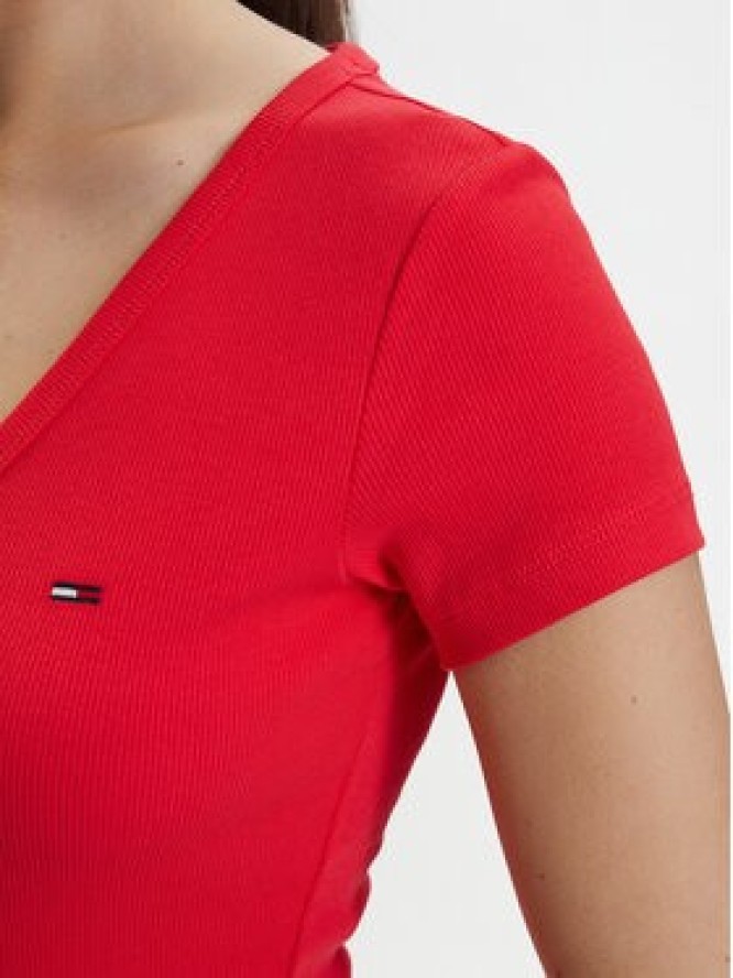 Tommy Jeans T-Shirt DW0DW17385 Czerwony Slim Fit