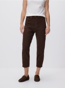 Jeansy mom fit slim z krótszą nogawką - dark grey jeans