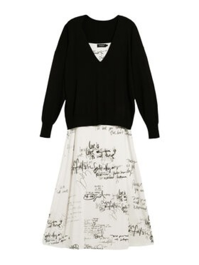 Desigual Komplet sweter i sukienka Morisot 26SWVK33 Écru Regular Fit