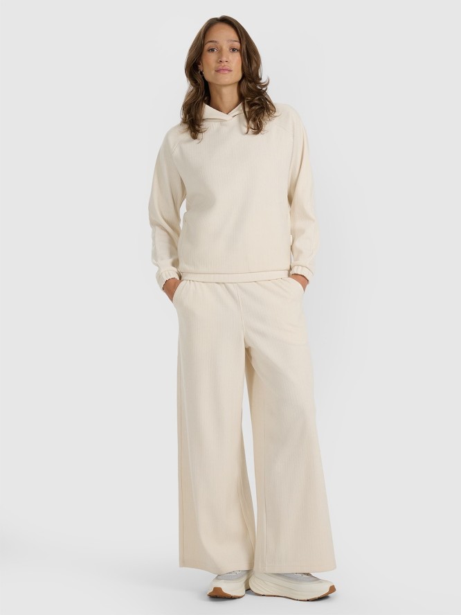 4F Bluza dresowa nierozpinana z kapturem damska - biała L