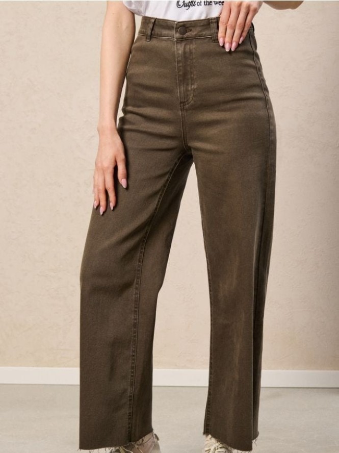 Jeansy culotte - brązowy