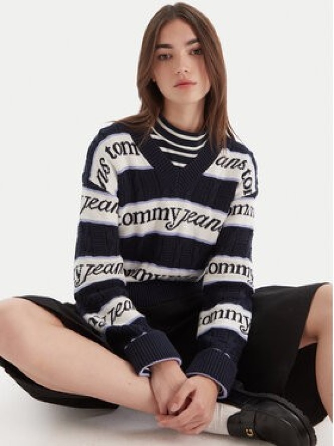 Tommy Jeans Sweter DW0DW21682 Granatowy Regular Fit