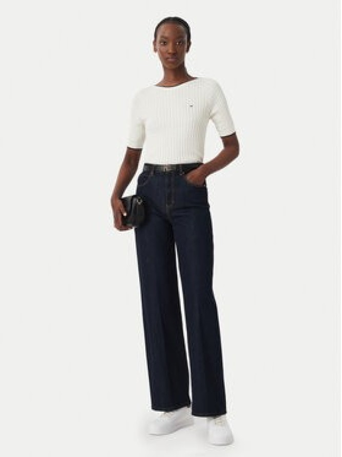 Tommy Hilfiger Bluzka Fine Gg Cable Boat WW0WW50103 Beżowy jasny Regular Fit