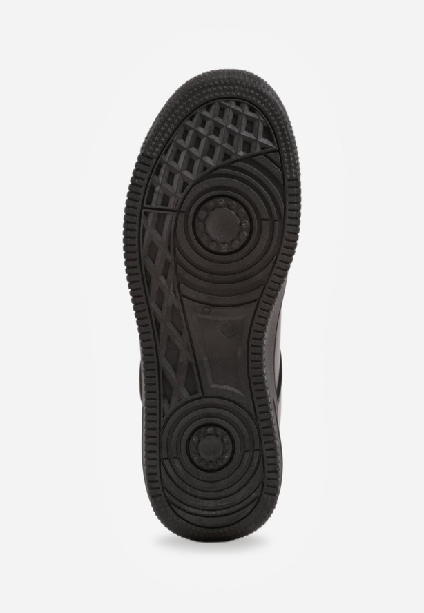 Czarne Sneakersy z Perforacją na Nosku Elletia