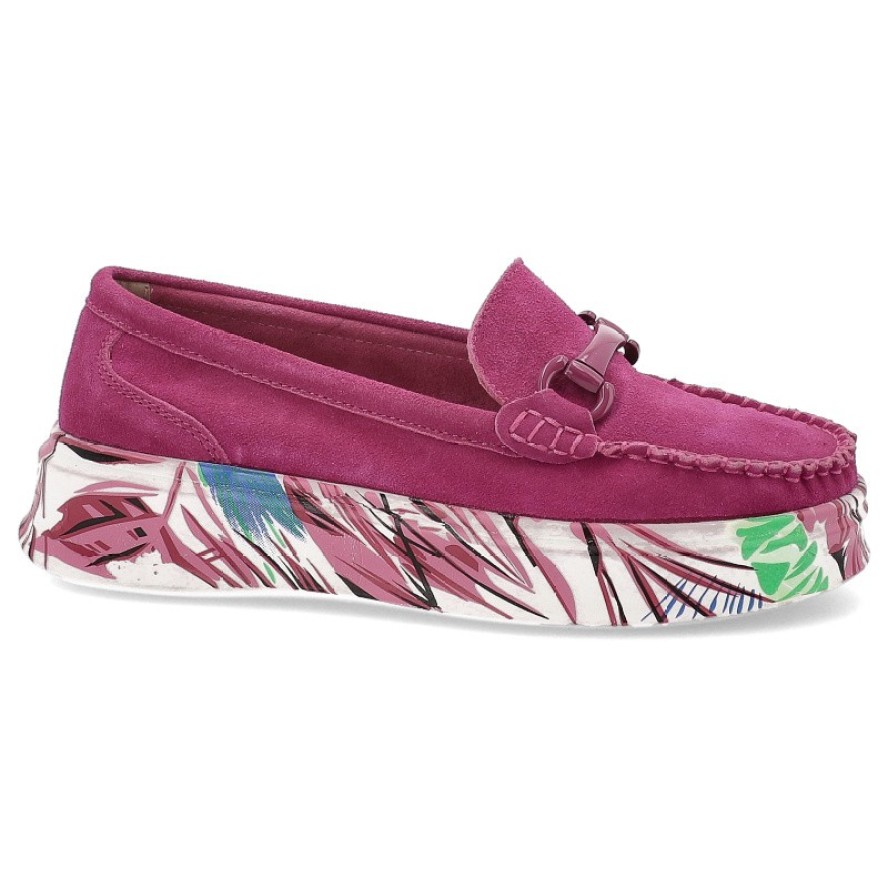 Różowe Półbuty Filippo Mokasyny Damskie Z Wzorzystą Podeszwą