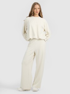 4F Spodnie dresowe z szerokimi nogawkami z modalem damskie - beżowe L