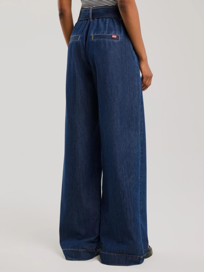 Jeansy damskie wide z paskiem granatowe Julii 550