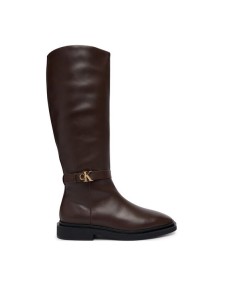 Calvin Klein Kozaki Square High Boot Lth Mg Hdw HW0HW03187 Brązowy